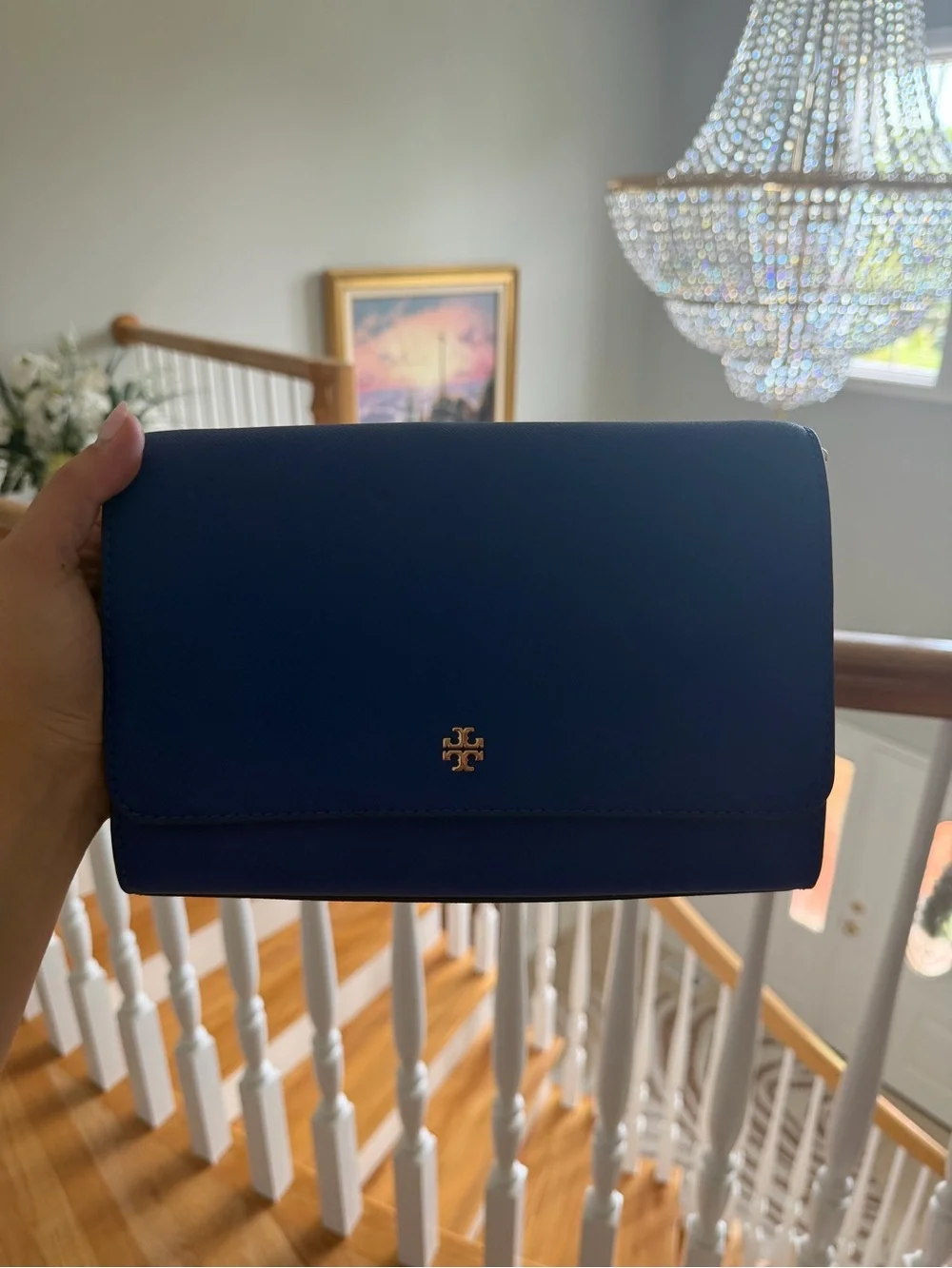 Tory Burch Emerson Saffiano Leather Convertible Crossbody Bag – Royal Blue